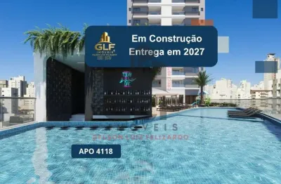Apto em  construção em itapema/sc bairro meia praia, com 83m² sendo 2 suítes, 2 vagas de garagem, com área de lazer