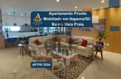 Apartamento pronto mobiliado em itapema/sc no bairro meia praia. 193m², com 4 suítes e 3 vagas de garagem. área de lazer completa. investimento!