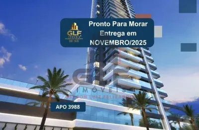 Apto pronto em itapema/sc com 114,75m² área privativa, sendo 3 suítes, 2 vagas de garagem, área de lazer completa