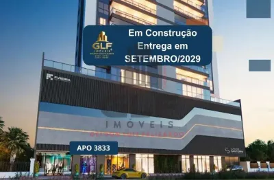 Apto em construção em itapema/sc bairro meia praia, com 140m² área privativa sendo 3 suítes, 2 vagas de garagem, área de lazer completa