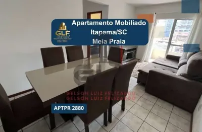 Apartamento pronto mobiliado em itapema/sc no bairro meia praia, 2 quartos/ 1 suíte e 1 vaga de garagem. bem localizado. investir