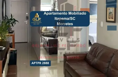 Apartamento mobiliado em itapema/sc no morretes, com 2 dormitórios. lazer com piscina e salão de festas. a 400 metros do mar, localização privilegiada