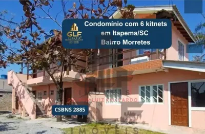 Condomínio com 6 kitnets em itapema/sc no bairro morretes. terreno com 303,75m². fundação pronta para construir mais 4 apartamentos ou até 8 kitnets,