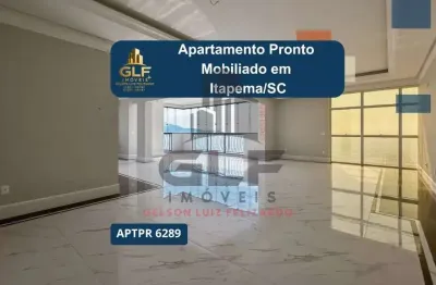 Apartamento pronto mobiliado em itapema/sc no bairro meia praia, com 348.37m² de área, 4 suítes e 3 vagas. localização privilegiada a 135m do mar.