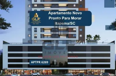 Apartamento novo e pronto para morar em itapema/sc na meia praia, com  117m², 3 suítes e 3 vagas de garagem, com lazer completo. localização privilegi
