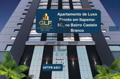 Apartamento de luxo pronto em itapema-sc, no bairro castelo branco: 3 quartos, 3 suítes, 1 banheiro, 2 vagas de garagem, 123,40 m² de área.