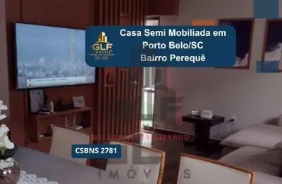 Casa semi mobiliada em porto belo/sc, bairro pereque, com 3 quartos, sendo 1 suíte e 2 vagas de garagem.