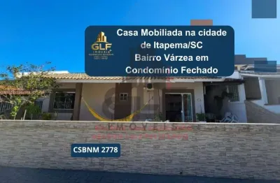Casa mobiliada na cidade de itapema/sc, bairro várzea em condomínio fechado, com 3 quartos, sendo 1 suíte e 2 vagas de garagem. boa localização.