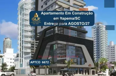 Apartamento de luxo em construção à venda em itapema-sc, meia praia: 3 quartos, 3 suítes, 1 banheiro, 2 vagas, 120m².