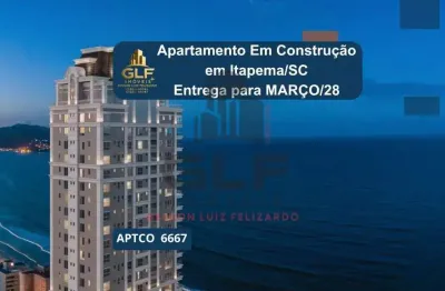 Luxuoso apartamento em construção à venda em itapema-sc, meia praia: 4 quartos, 4 suítes, 1 banheiro, 3 vagas de garagem, 213,72 m² de área.