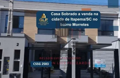 Casa sobrado a venda na cidade de itapema/sc no bairro morretes, com 2 suítes e 2 vagas de garagem. bem localizado