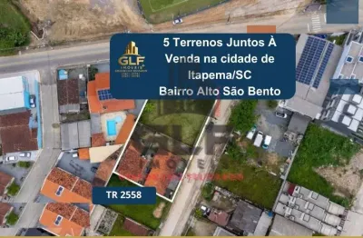 5 terrenos juntos a venda na cidade de itapema/sc, no bairro alto são bento. terreno amplo conta com 1.585 m² total. área residencial grande