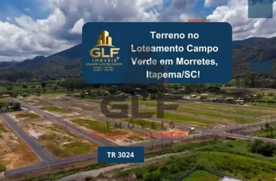 Terreno no loteamento campo verde em morretes, itapema/sc! , bem localizado e seguro para sua familia ter o melhor descanço