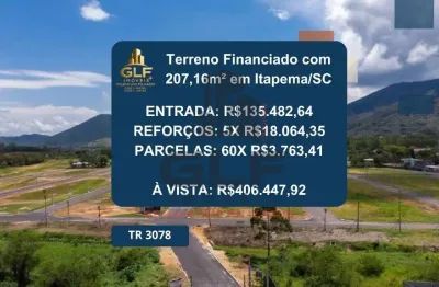 Terreno à venda na cidade de itapema/sc no bairro morretes, com metragem de 207,16m². entrada e saldo parcelado em 60x. oportunidade única!