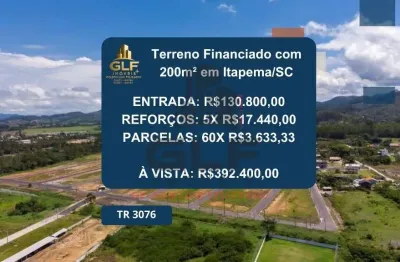 Terreno à venda na cidade de itapema/sc no bairro morretes, com metragem de 200m². entrada e saldo parcelado em 60x. oportunidade única!