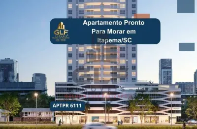 Apartamento pronto na cidade de itapema/sc no bairro meia praia, 3 dormitórios e 1 vaga de garagem, com lazer completo. bem localizado. investir
