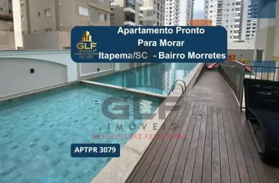 Apartamento pronto a venda em itapema/sc bairro morretes, com 120m² área privativa, com 3 dormitórios sendo 1 suíte, área de lazer completo