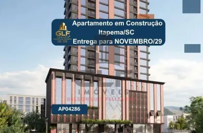 Apartamento em construção em itapema/sc com 51m² área privativa sendo 2 dormitórios e 1 suíte, 1 vaga de garagem
