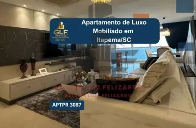 Apartamento de luxo em itapema/sc bairro meia praia, 4 suítes sendo 01 suíte máster com hidromassagem vista mar e 3 vagas de garagem, lazer completo