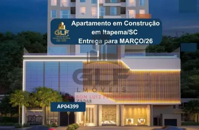 Apartamento em construção em itapema/sc com 69m² área privativa sendo sendo 2 suítes, 2 vaga de garagem, lazer completo