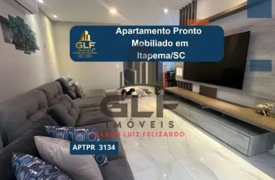 Apartamento pronto mobiliado em itapema/sc bairro meia praia com 133m²área privativa sendo 2 suítes, 4 vagas de garagem área de lazer completa