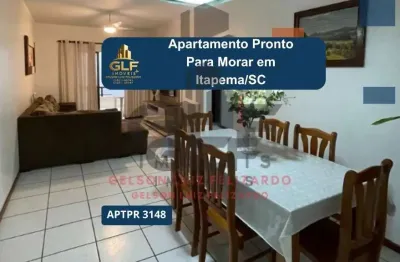 Apartamento pronto para morar em itapema/sc com 126m² área privativa sendo 3 dormitórios e 1 suíte, 1 vaga de garagem
