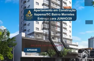 Apartamento em construção em itapema/sc bairro morretes, com  62,34m² área privativa, com 2 dormitórios sendo 1 suíte, 1 vaga de garagem