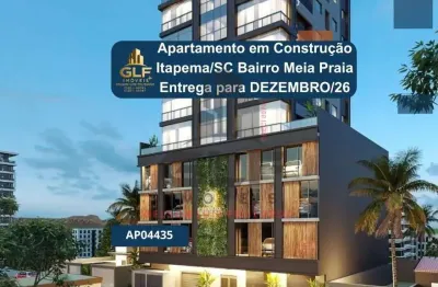 Apartamento em construção em itapema/sc bairro meia praia com 108,00m² área privativa sendo, 3 suítes, 2 vagas de garagem