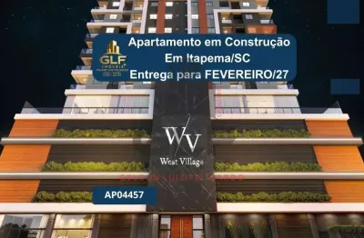 Apartamento em construção em itapema/sc com 63,85m² área privativa sendo 2 dormitórios e 1 suíte 1 vaga de garagem, área de lazer completa