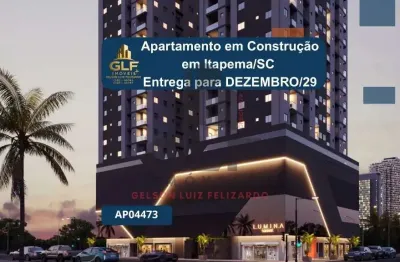 Apartamento em construção em itapema/sc com 70m² área privativa sendo 2 suítes 1 vaga de garagem, área de lazer completa