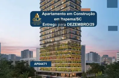 Apartamento em construção em itapema/sc com 41,78m² área privativa sendo 1 dormitório 1 vaga de garagem, área de lazer completa