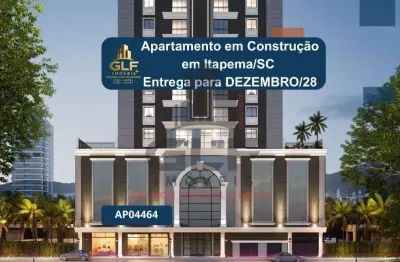 Apartamento em construção em itapema/sc com 69,72m² área privativa sendo 2 suítes 1 vaga de garagem, área de lazer completa