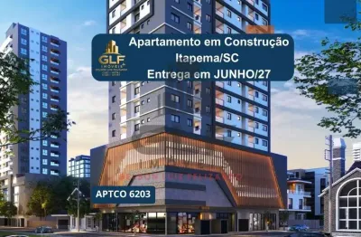Apto em Construção em Itapema/SC bairro Morretes, com 60,70m² área privativa com 2 dormitórios sendo 1 suíte, 1vaga de garagem, área de lazer completa