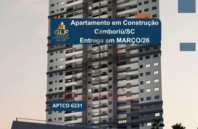 Apto em Construção em Camboriú com 73,03m² área privativa com 2 dormitórios sendo 1 suíte, 1 vaga de garagem, área de lazer completa