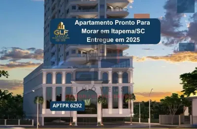 Apto Pronto em Itapema/SC bairro Morretes, com 67,57m²  área privativa, com 2 dormitórios, sendo 1 suíte, 1 vaga de garagem, área de lazer completa