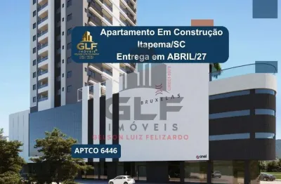 Apto Construção em Itapema/SC bairro Meia Praia, com 104m² área privativa, sendo 3suítes,2 vagas de garagem, área de lazer completa