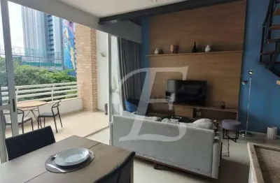 Apartamento Duplex com varanda, 1 quarto, à venda, 60 m² mobiliado. brooklin, perto estação Berrini
