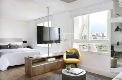 APTO,70m2, alugar, 1 quarto,1 suite, 1 lavabo, varanda, totalmente mobiliado com enxoval- Brooklin – próximo ponte estaiada estação campo belo