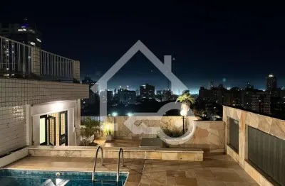 Cobertura de luxo na ponta da praia em santos-sp: 4 quartos, 3 suítes, 3 salas, 4 banheiros, 2 vagas, 341m² de área!