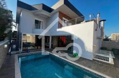 Luxuosa casa em condomínio na Vila Lusitânia, São Bernardo do Campo-SP: 5 quartos, 4 suítes, 4 salas, 8 banheiros, 6 vagas, 584m².