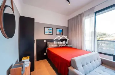 Vende apartamento tipo studio com 26m², 1 dormitório com varanda, mobiliado na vila olímpia.