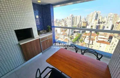Vende apartamento com 115m², 3 dormitórios, 2 suítes, 2 vagas, lazer, próximo a praia, na pompéia.