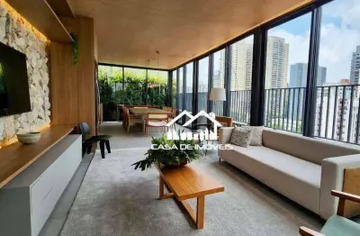 Venda de cobertura mobiliada, com 3 suítes, lazer completo, elevador privativo e no brooklin