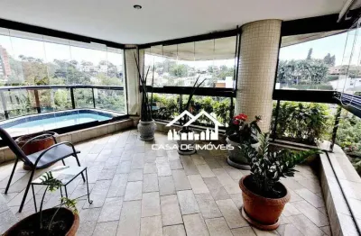 Vende apartamento penthouse com 380m², 4 suítes, 4 vagas, piscina e churrasqueira, no panamby.