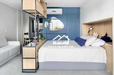 Vende apartamento de 1 dormitório, mobiliado, varanda e lazer completo, no brooklin