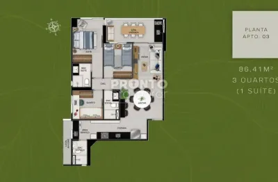 Se você gosta de morar perto de tudo, esse é o apartamento ideal, com 3 quartos e uma area de lazer completa !