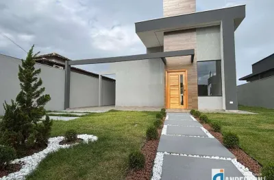 Maravilhosa casa estilo moderna com 3 quartos (2 suites) com churrasqueira em terreno de 480m² no jd. atlântico leste