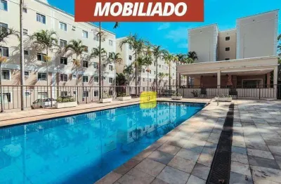 Apto mobiliado com 2 quartos, garagem e área de lazer no São Pedro