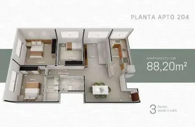 Apartamento com 3 quartos à venda na Vila dos Técnicos, Timóteo 