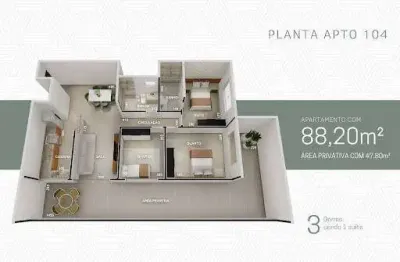 Apartamento com 3 quartos à venda na Vila dos Técnicos, Timóteo 